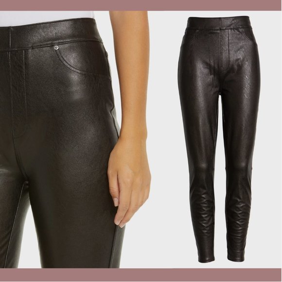 NWT $148‎ Spanx [ Medium ] Faux Leather-Like Ankle Skinny Pants in Black  _ - Picture 2 of 14